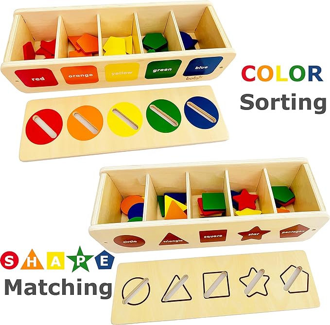 Dailyfunn Montessori Toys Color&Shape Sorting Learning Matching Box