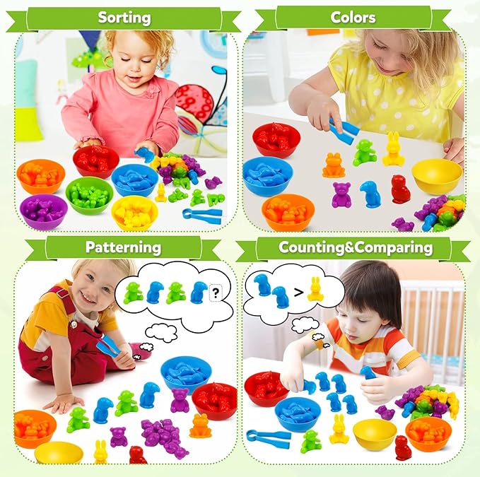 Counting Animal Matching Games Color Sorting Toys with Bowls